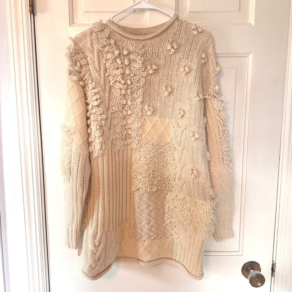 VTG Madeleine Knit Sweater Angora Rabbit Hair Wool Blend Germany Cream Small‎